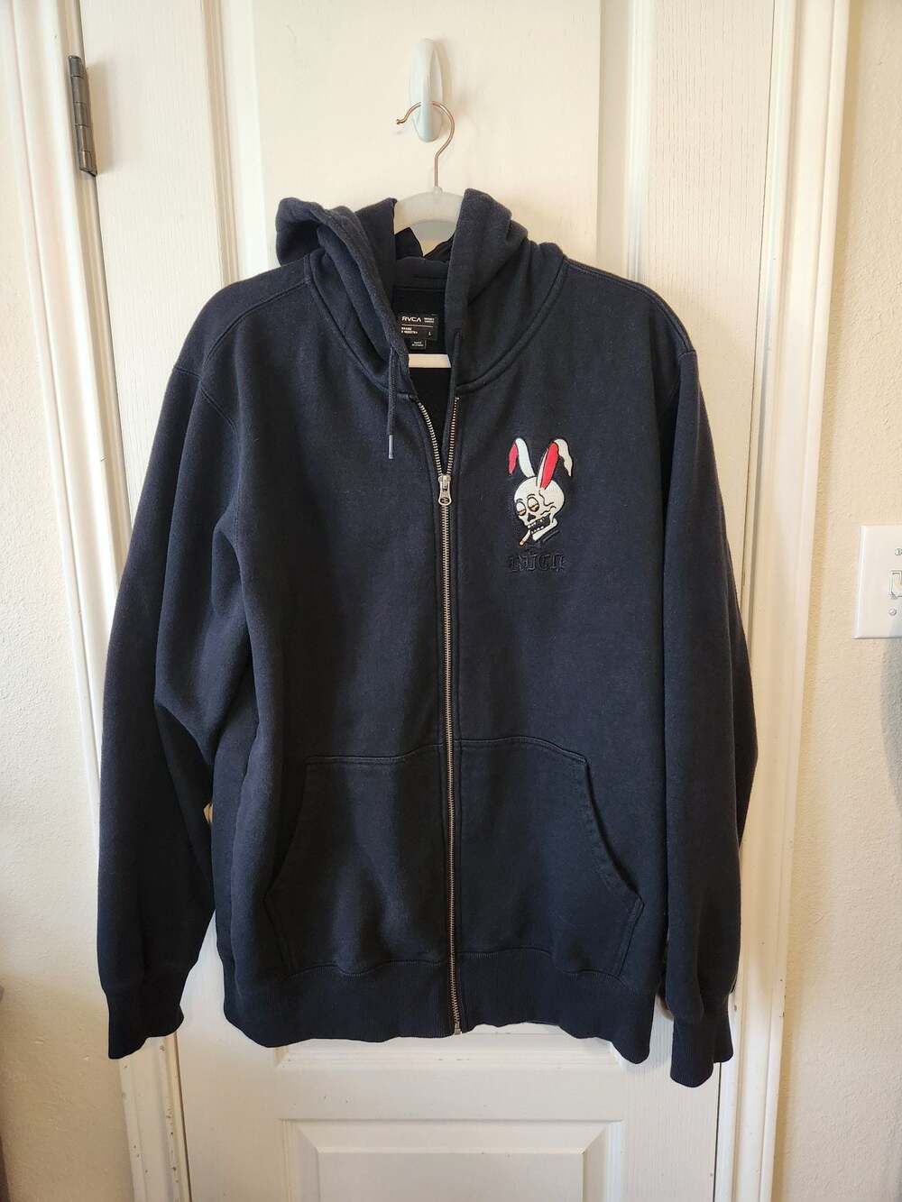 RVCA Nature X Industry Skull Rabbit Embroidered Zip-Up Hoodie